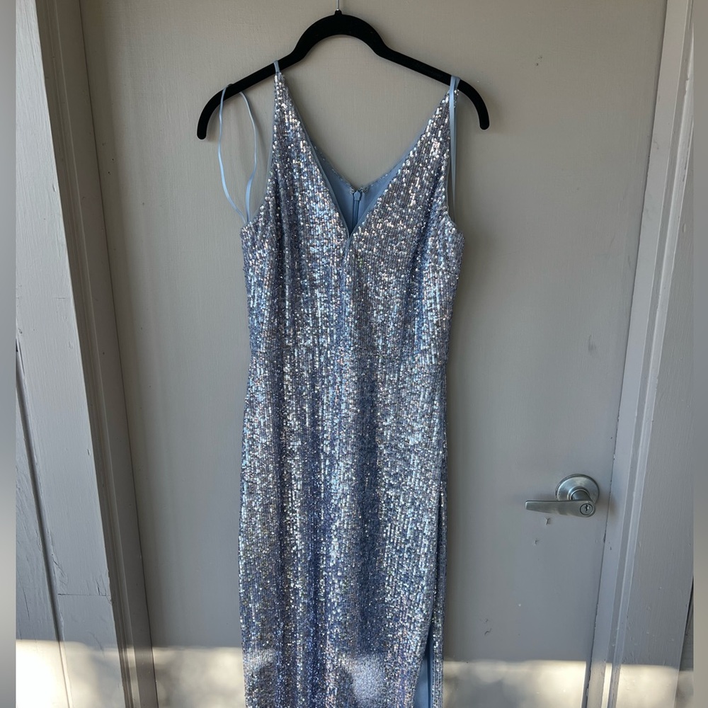 Xscape Glittering Silver Gown